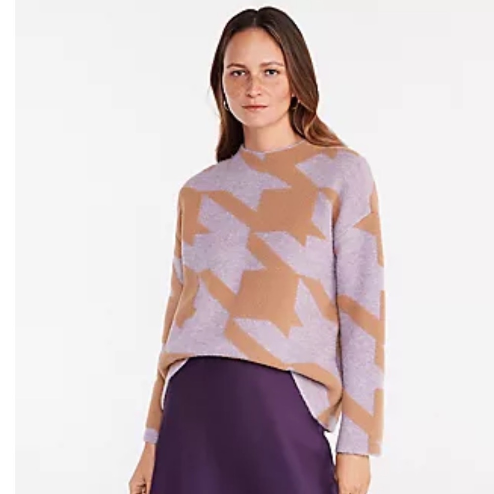 NWT Ann Taylor mock neck jacquard houndstooth sweater size small